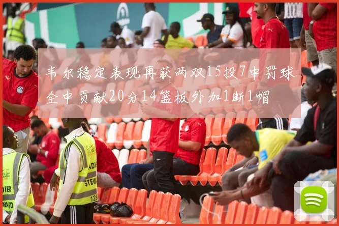 韦尔稳定表现再获两双15投7中罚球全中贡献20分14篮板外加1断1帽